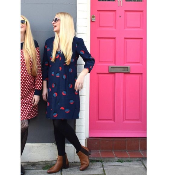 Boden Mollie Dress Navy Eclipsed Spot Size 6 - Picture 3 of 6